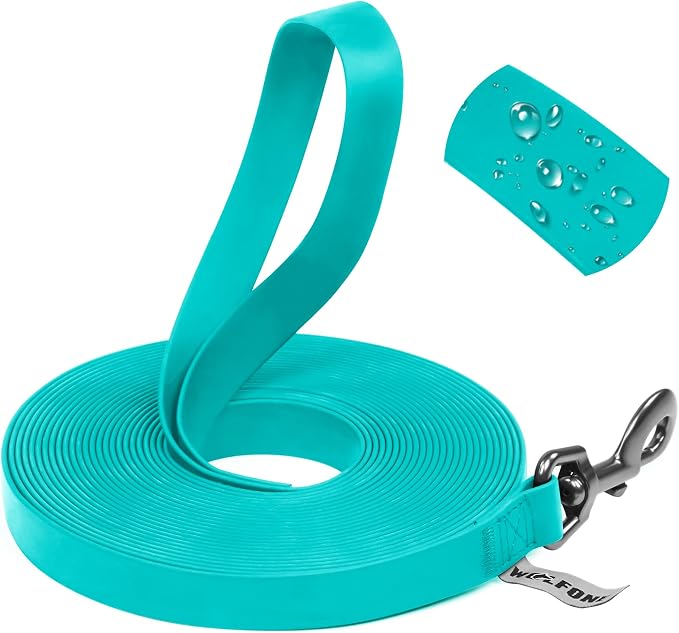 Wolfone Waterproof Dog Leash 20FT Long Line Recall Training Lead | Long Dog Lead PVC coated waterproof leash with easy clean surface, strong training rope for recall hiking and beach trips by Wolfonepetsupplies