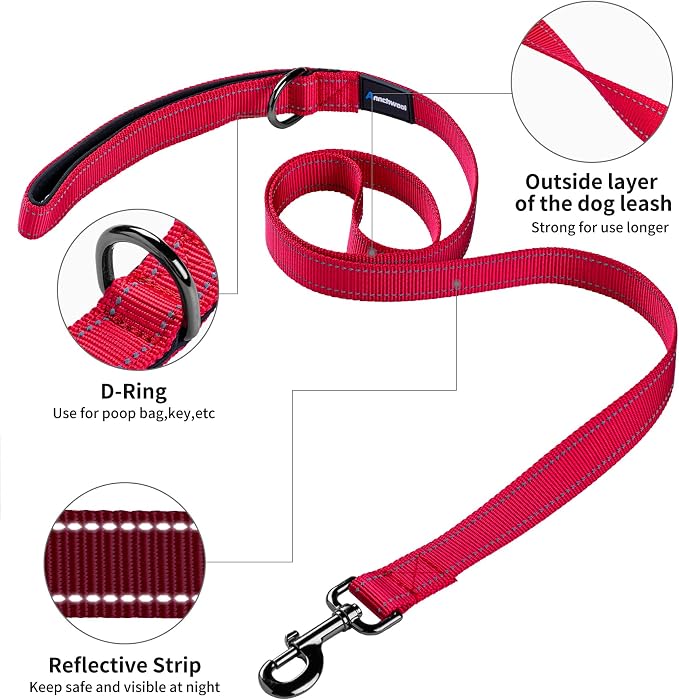 Annchwool No Pull Dog Harness with Padded Handle+5 Ft Leash,Reflective Strip Escape Proof and Quick Fit to Adjust Dog Harness,Easy for Training Walking for Small & Medium and Large Dogs(Red-Set,XL) - Image 5