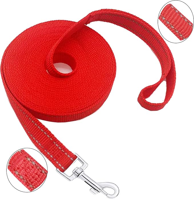 Nylon Training Dog Leash for Small Medium Dogs, 15ft 20ft 30ft 50ft 100ft Reflective Long Leash Dog/Puppy Lead for Obedience Recall Training, Camping - Image 2