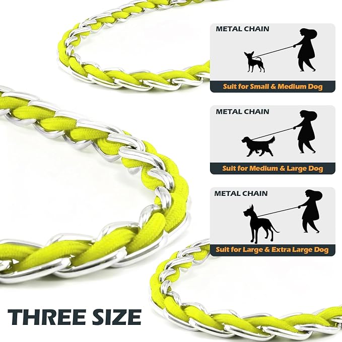 S-ETOVUS-Chain Dog Leash, Bite-Proof Metal Leash, with Padded Handle | Three Sizes 7.25FT/5.2FT/4FT, Woven From Nylon Rope And Chain, Durable And Bite-Resistant, Comfortable With Padded Handles - Image 8