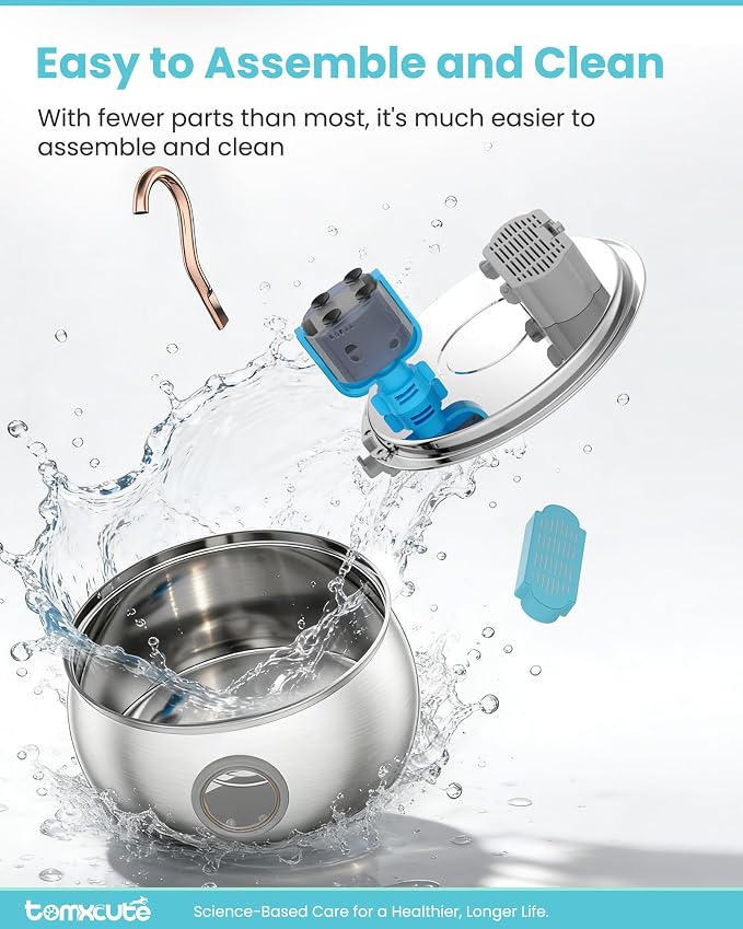 Cat Water Fountain Stainless Steel -135oz/4.0L Cat Fountain for Drinking | Ultra Quiet Pump, Easy to Clean, Come with 3 Filters, Pet Watering Bowl Dispenser for Cats, Dogs, Multiple Pets - Image 7
