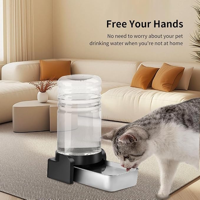 Marchul 1.5 Gallon Cat Water Dispenser, Automatic Gravity Dog Water Feeder, Stainless Steel Large Capacity Cat Waterer for Cats and Small Dogs (3 Filters) - Image 5