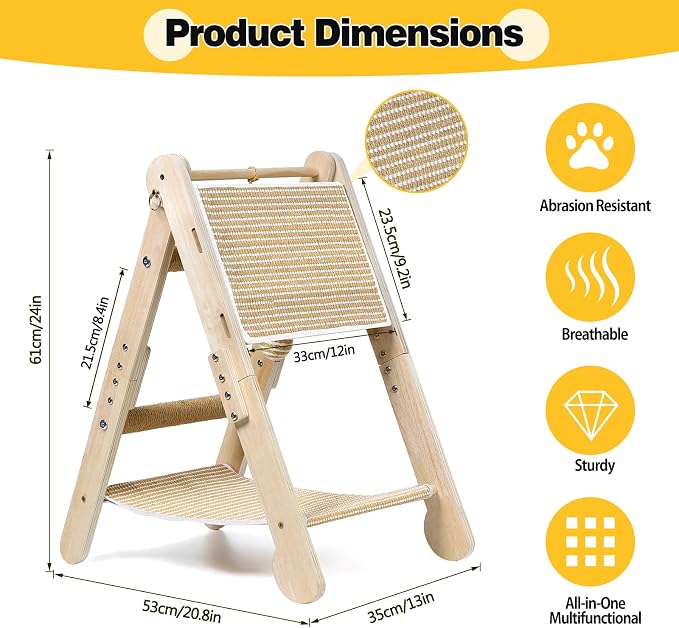 Cat Scratching Pads, Cat Scratch Board, Protecting Furniture Cat Scratcher with Toy Ball, Triangle Shaped 3 Usable Sides for Indoor Cats, Cat Scratch Post, Cat Toy Durable Woodboard Vertical - Image 3