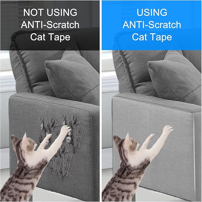 Cat Scratch Furniture Protector for Couch, Clear Cover from Cat Claws | Clear Self-Adhesive Furniture Protector Helps Stop Cat Scratching On Couches And Sofas With Easy, Clean Removal - Image 5