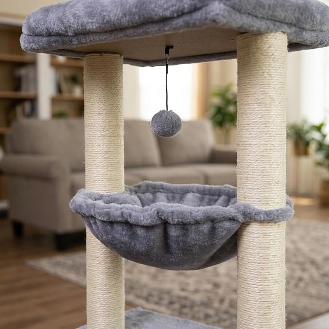 Fashion Design 43.3" Cat Trees with Cat Houses,Grey - Image 6