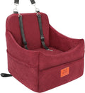 GL GLENSLAVE Dog Car Seat for Small/Medium Dogs&Cats,Thick Booster Car Seat | Dog Car Bed for Pet Under 35lbs, Detachable Washable Pet Car Seat with Storage Pockets, 2 Safety Belts(Red) by GLGLENSLAVE