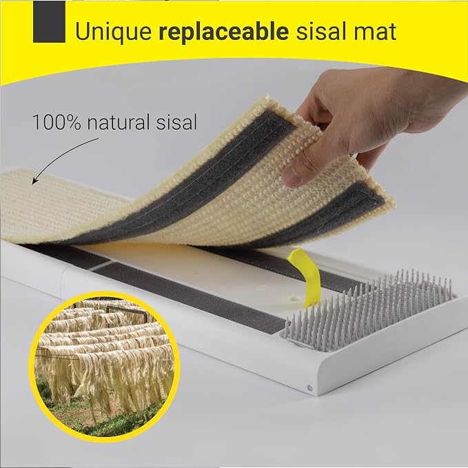 Cat Scratching Post, Natural sisal Pad Cat Scratching Board, Kitten Scratcher w/Replaceable Natural sisal Pad & Self-Groom Brush, Wall Mounted or Floor Use, Cat Toys Included(20x6.5) - Image 2
