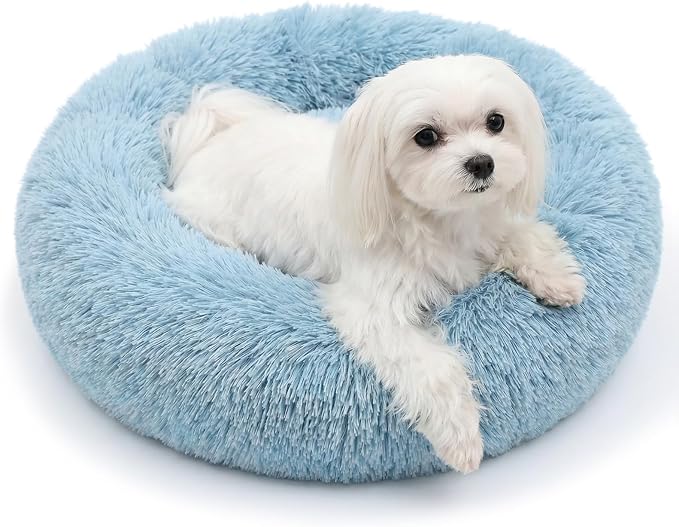 nononfish Soft Round Dog Bed for Small Dogs,Calming Plush Pet Bed | Soft round calming bed for comfortable pet rest. by nononfish