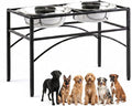 Elevated Dog Bowls Raised Pet Feeder Cat Food Water Diner Stand Set | W/ 2 Removable Stainless Steel Bowls (2 Quarts/13.77" in Height) for Large Breed Dogs Easy to Clean by FUNKEENPETHOUSE