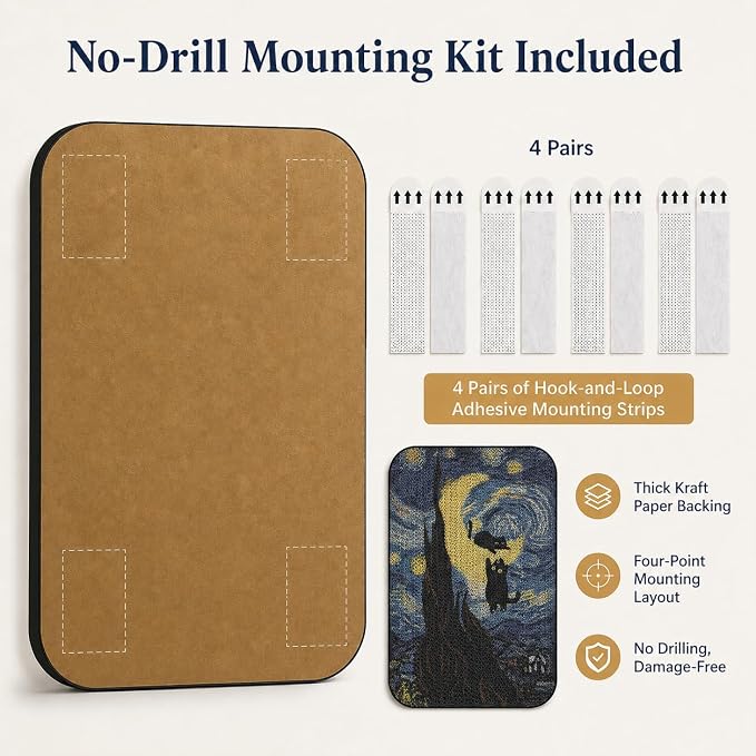 Cat Wall Scratcher, Art Cat Scratching Board for Indoor Cats | Wall Mounted Cat Scratch Pad, Water-Based Ink, Hook&Loop Strips, Floor or Wall Use, 16.7x11x1 Inch, Starry Night - Image 4