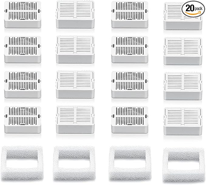 Cepheus 16 Pack Cat Water Fountain Filter with 4 Foam, Cupcake Pet Fountain Replacement Filters for Ceramic Cat Water Fountain, Carbon Fountain Filter Set by Cepheus