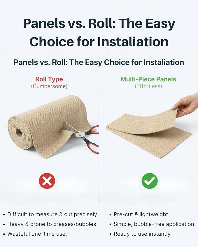 Corner & Wall Cat Scratch Mat, Self-Adhesive Trimmable Cat Scratcher, Wall Mounted Scratching Pad for Indoor Cats, Sofa Furniture Protector, Cat Post Cover Replacement (Beige, 23.6''x11.8'', 3-Pack) - Image 7