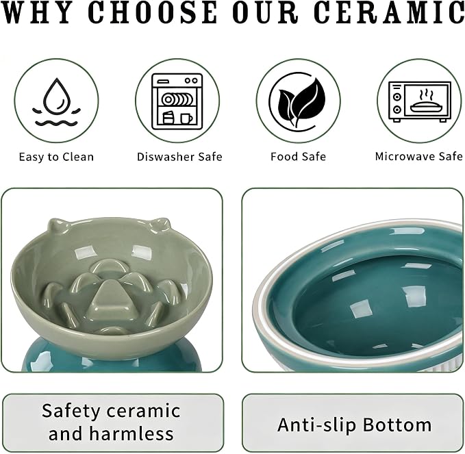 Ceramic Slow Feeder Cat Bowl, 15-Degree Tilted Non-Slip | Food-Grade Ceramic For Indoor Cats, 5.3 In Shallow Bowl, Whisker-Friendly, Dry And Wet Food, Dishwasher Safe - Image 7