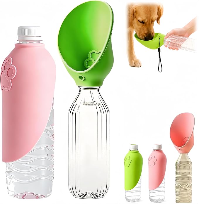 Dog Water Bottle Adapter Portable Silicone Dog Water Dispenser for Standard Water Bottles Leak Proof Outdoor Pet Water Feeder Bowl for Dog Cat Walking Hiking Travel Foldable Leaf Design by Unknown
