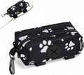 Dog Poop Bag Holder for Leashes 2 Zipper Pockets Black 1 Pack | Lightweight, Pet Waste Bag Dispenser, Treat Pouch, Clip-On, Paw Print by SIDESUGAR