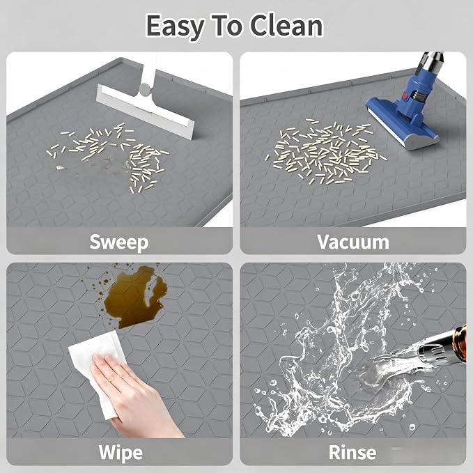 Large Silicone Cat Litter Mat 34*22Inch, Waterproof Washable Kitty Pad | Urineproof Litter Trapping Mat For Cat Easy to Clean Non-Slip Soft On Kitty Paws Protects Floors Mat For Washing Machine - Image 5