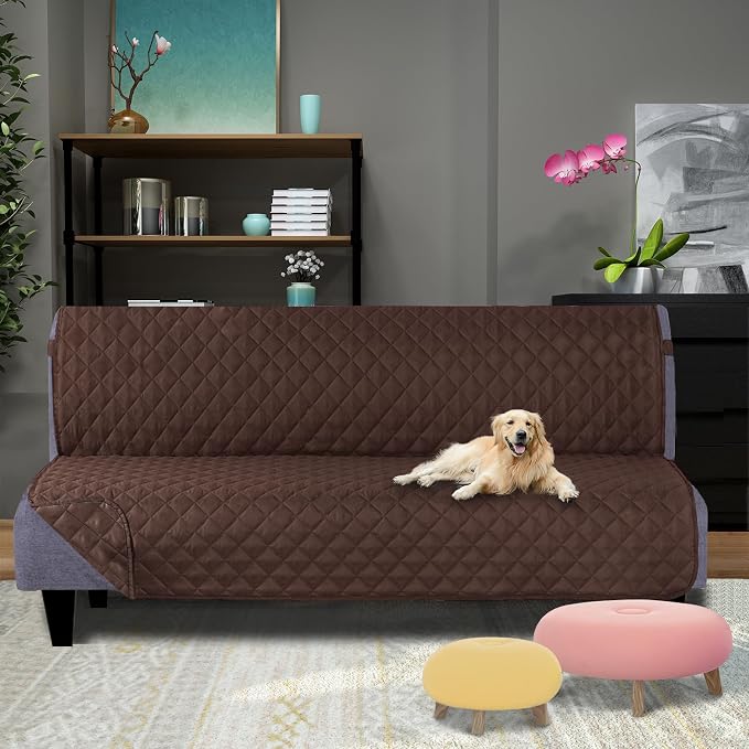 U-NICE HOME Futon Sofa Covers 68''Armless Couch Cover, Chocolate | Washable, Pet Friendly, Elastic Straps, Water Repellent, Furniture Protector Mat - Image 2