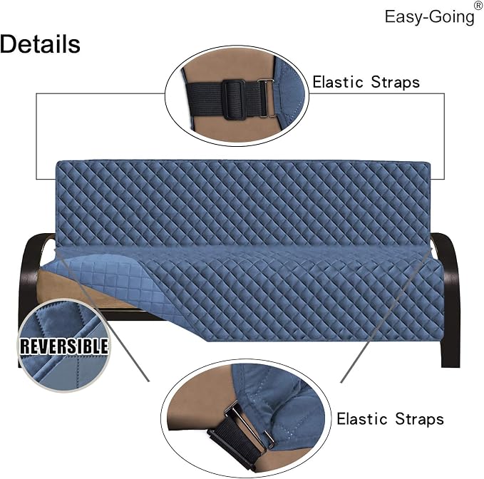 Easy-Going Reversible Couch Cover, Large Futon Sofa, Dark Blue/Light Blue | Machine Washable Slipcover For Dogs, Water Resistant Furniture Mat For Living Room, Non-Slip Sofa Cover, Pet Friendly - Image 3