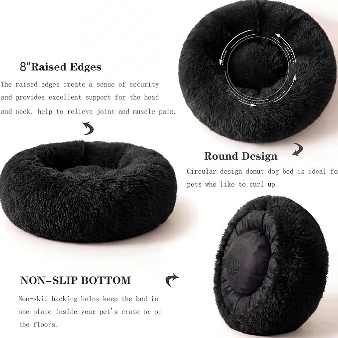 nononfish Puppy Bed for Small Dogs,Calming Donut Plush Pet Bed | Cozy puppy bed with soft plush material and raised rim for secure sleeping comfort. - Image 5