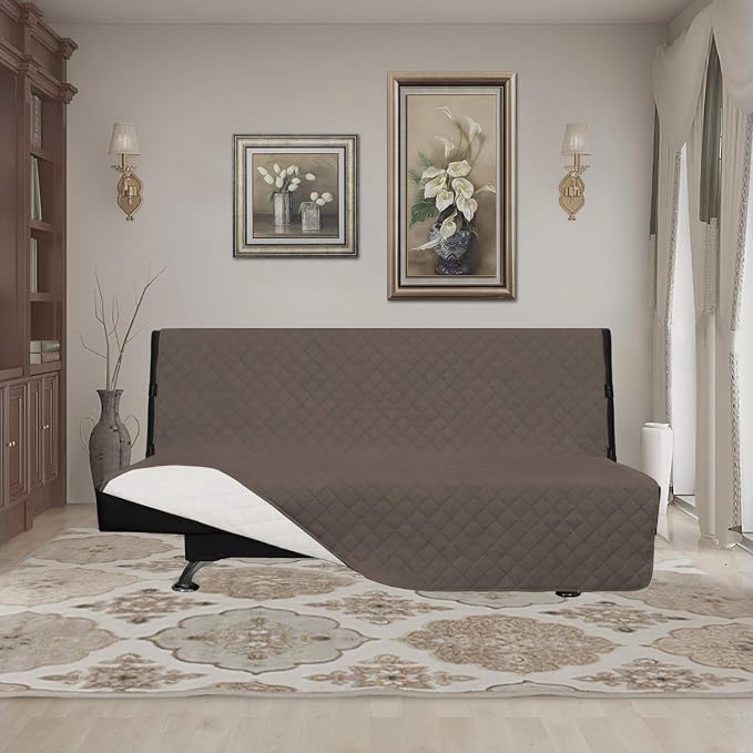 Easy-Going Reversible Couch Cover, Large Futon Sofa, Taupe/Ivory | Machine Washable Slipcover For Dogs, Water Resistant Furniture Mat For Living Room, Non-Slip Sofa Cover, Pet Friendly - Image 2
