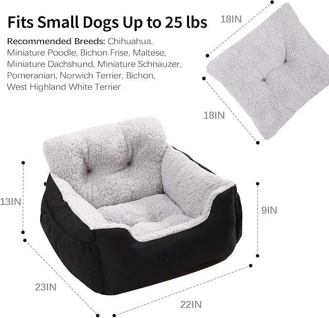Oiilores Dog Car Seat for Small Dogs,Washable Pet Booster Seats for Car with Clip-On Safty Leash, Reversible Puppy Carseat with Storage Pockets, Travel Carrier Bed for Dogs Under 25 lbs, Grey - Image 5