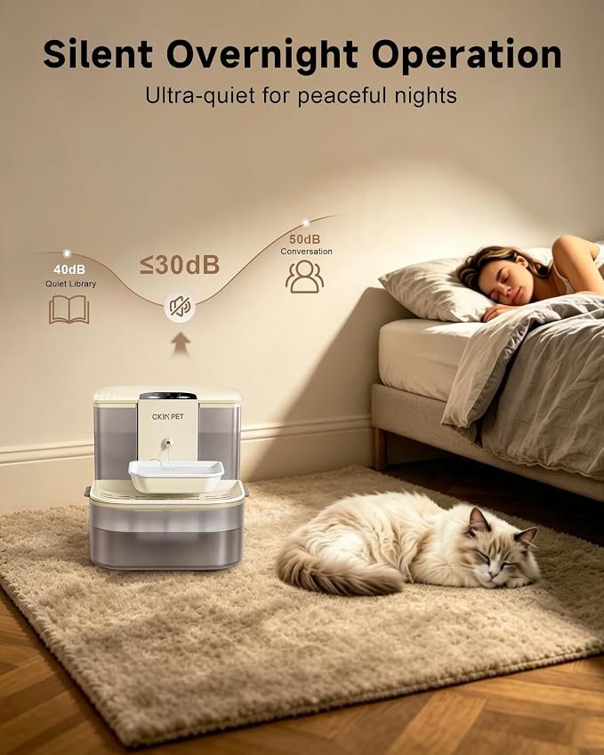 Heated Cat Water Fountain No Filters,4.5L Wireless Automatic Pet Fountain | Warms Water to 28°C/82°F,Wastewater Separation,Ceramic Bowl,4000mAh Battery,Remote Control,Pet Water Fountain for Cats & Dogs - Image 8