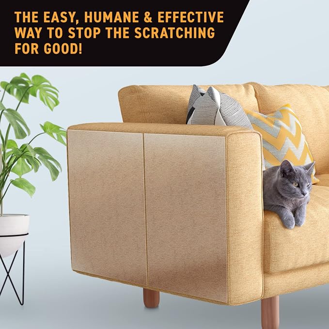 Cat Scratch Deterrent Tape – 12 Clear Anti-Scratch Furniture Sheets | Save Your Sofa Instantly — nearly invisible double-sided sheets cats avoid, peel off residue-free with no sprays or scents - Image 3