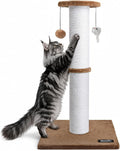 34-Inch Tall Cat Scratching Post for Large Cats, Sturdy Base, Tan | Heavy-Duty Cat Scratcher, Extra-Tall Thick Post, Soft Natural Cotton Rope, Hanging Interactive Cat Toys, Indoor Cat Furniture by Ahomdoo