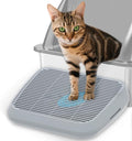 Elevated Litter Box Ramp/Steps for Kittens & Old Cats,Washable Litter Catcher Stairs for Automatic Cat Litter Box,Anti-Tracking Cat Litter Mat Pedal with Filter,Easy to Clean (Light Grey) by TAILRYTH