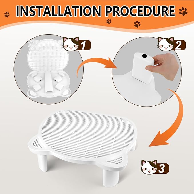 Litter Box Step Adjustable Cat Step with Filter Function, White | Elevated Double Layer Litter Box Ramp for Kitten & Old Cats, Easy Cleaning Litter Box Step Stool for Automatic Cat Litter Box - Image 4