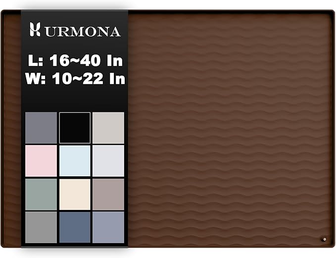 URMONA 22 x 19 in Waterproof Silicone Under Sink Mat, Cabinet Protector | Brown, Under Kitchen Sink Mat, Kitchen Cabinet Liner, Bathroom Sink Protector, Pet Food Mat and Cat Litter Mat by URMONA