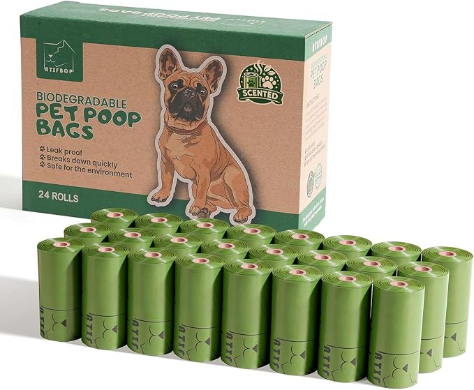 ATIFBOP Biodegradable Dog Poop Bags Rolls 360 Count Scented, Leak Proof and Extra Thick Waste Bag Refill (Scented) by ATIFBOP