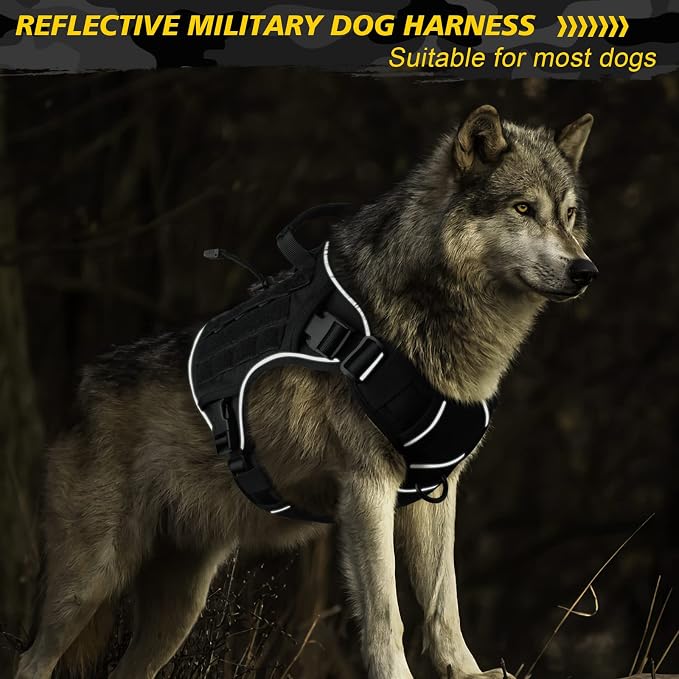 WINGOIN Black Tactical Dog Harness for Extra Large Dogs,No Pull Dog Harness | Heavy Duty with Handle,Adjustable Reflective,Military K9 Style,Big Size Dog Vest,for Great Danen,for Walking Running Hunting - Image 5