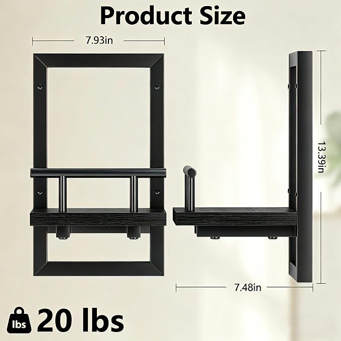 Sbosbo Floating Shelves for Wall Plant Shelf Indoor Wall Mounted Shelves | Wall Planters for Indoor Floating Plant Shelves for Bedroom, Living Room, Kitchen, Office, Bathroom Decor (Black, 2 Pack) - Image 3