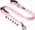 Twoear 5FT 1IN Heavy Duty Dog Leash for Large Dogs with 2 Padded Handles | Traffic Handle Extra Control, Auto Lock Hook, Strong Reflective Walking Leash for Night Safety, Medium and Large Breeds,Pink by TwoEar