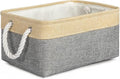 TheWarmHome Decorative Basket Rectangular Fabric Storage Bin Organizer Basket with Handles for Clothes Storage (Gold&Grey, Medium-1Pack,13.8L*9.8W*6.7H) by TheWarmHome