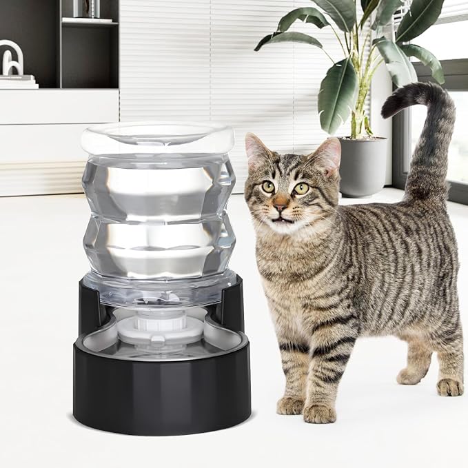 RIZZARI 4L Gravity Cat Water Dispenser: Filtered Hydration for Indoor Cats | Activated Carbon Filter / Stainless Steel Bowl / Apartment Friendly / Bedroom & Kitchen Use / Easy Cleaning/Helps Reduce Odor - Image 5