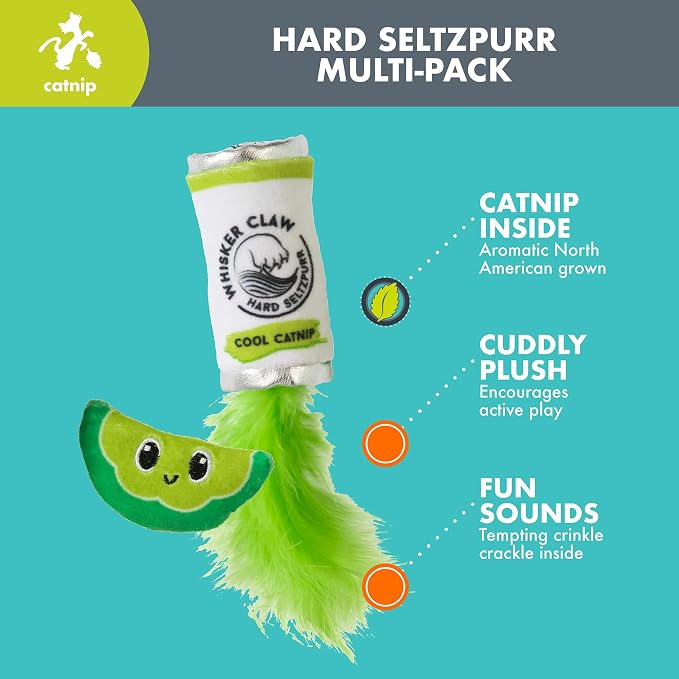 Quirky Kitty Whisker Claw and Lime Catnip Crinkle Plush Cat Toy, Pack of 2 | Soft textured pair with rustling sound effects, sparks batting, kicking and playful sessions for felines at home every day - Image 2