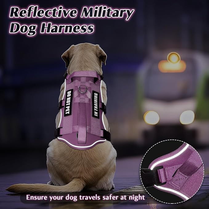 WINSEE Escape Proof Dog Harness with Double Handle+4 Removable Patches | Service Working Molle Harness with Double Handle for Medium Dogs, Tactical Pet Reflective Vest for Walking Hiking Hunting - Image 6