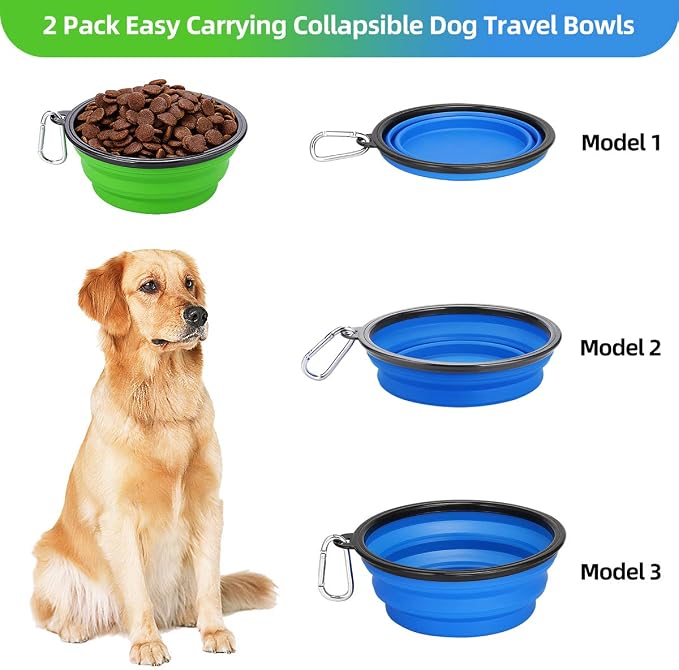 Kytely Large Collapsible Dog Bowls 2 Pack, 34oz Foldable Dog Travel Bowl | Portable Dog Water Food Bowl with Clasp, Pet Cat Feeding Cup Dish for Traveling, Walking, Parking - Image 3
