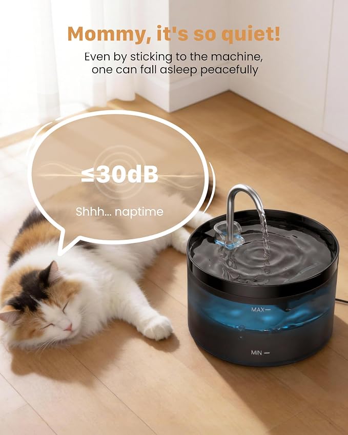 Cat Water Fountain: Dog Bowl Fountains - Automatic Pet Dispenser - Dogs Drinking Waterer Bowls Indoor - Auto Watering Dish Supplies - Easy Cleaning Animal Machine - Quiet 67oz/2L Kitty Drink Fountain - Image 5