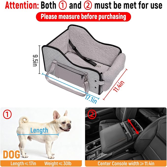 TKYZ Center Console Dog Car Seat for Small Dogs,Fit for Full Size Truck | Soft Pillow,Double fixation,PU Leather Easy To Clean,Pet Booster with Safety Belt,Puppy Car Seat for Small Dogs 0-30 lbs - Image 3