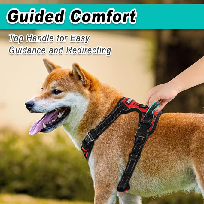 BARKBAY Dog Harness for Large Dog No Pull 2 Leash Clips Dog Vest | Control Handle,Comfort,Heavy Duty,Adjustable Reflective,Perfect for Outdoor Training, Walking,Hiking(XL,Red) - Image 4