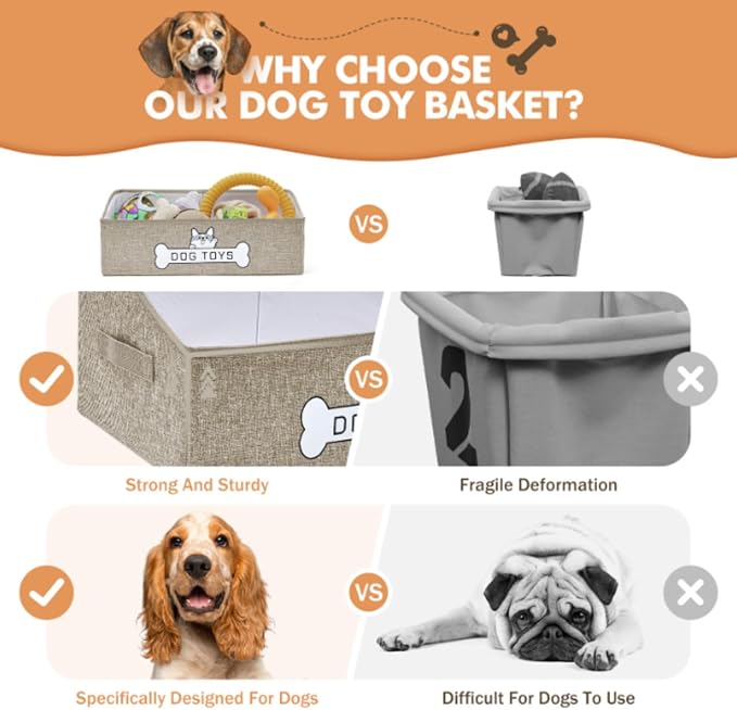 Dog Toy Basket, Specially Designed for Dog Toy Storage, Collapsible Dog Toy Box with Handle，Perfect for Storing Pet Toys and Accessories (Pink) - Image 5