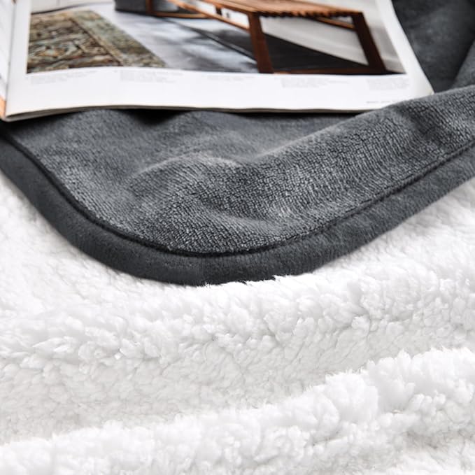 Soft Waterproof Blanket for Bed Couch Sofa, Dark Grey, 30x40 inches | Liquid Pee Proof Pet Blanket for Dog Puppy Cat, Reversible Sherpa Fleece Blanket for Couch Cover, Furniture Protector - Image 4