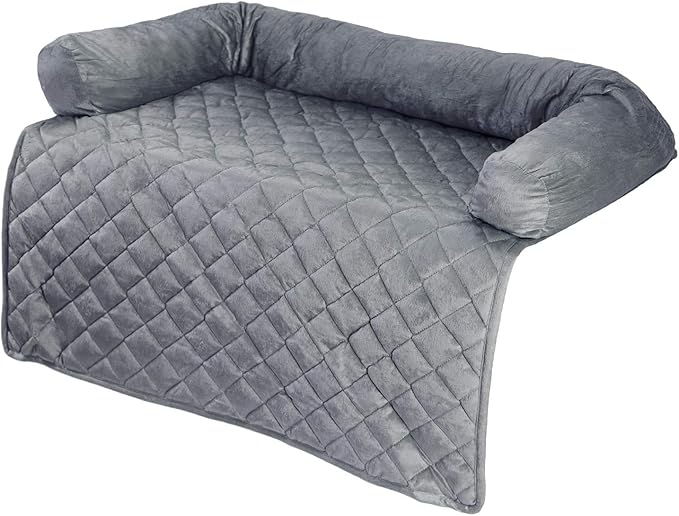 Couch Cover for Dogs - 35x35 Pet Furniture Protector with Memory Foam Neck Bolster, Quilted Fabric, and Water-Resistant Base Layer by PETMAKER (Gray) - Image 5