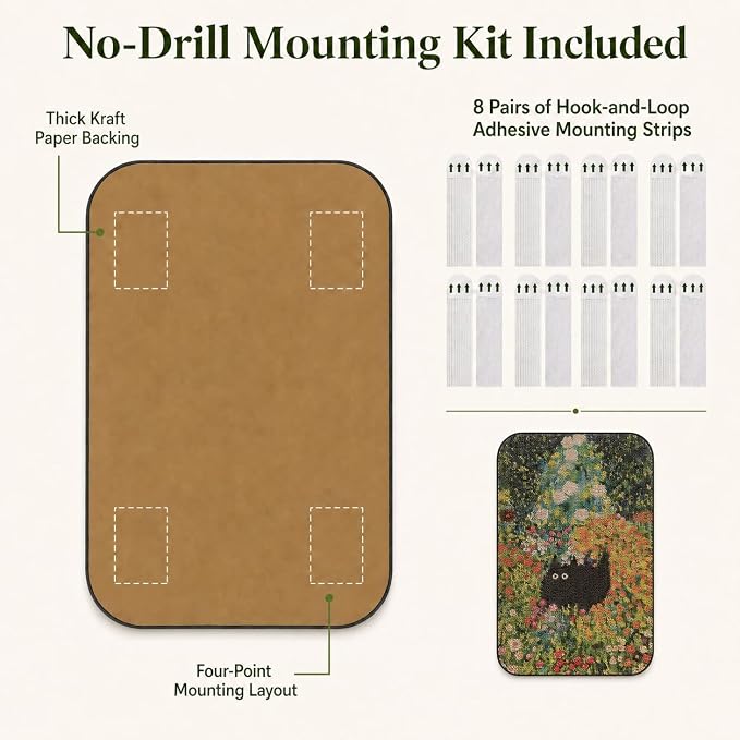 2 Pack Cat Wall Scratcher, Art Cat Scratching Board for Cats | Wall Mounted Cat Scratch Pad, Water-Based Ink, Hook&Loop Strips, Floor or Wall Use, 16.7x11x1 Inch, Window & Garden - Image 4