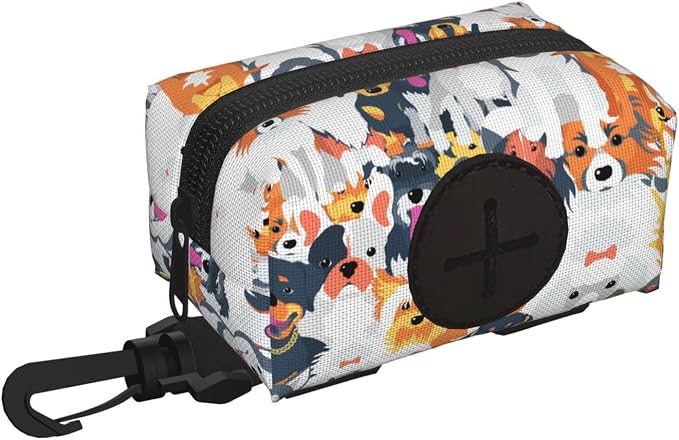 Dog Poop Bag Holder for Leashes - Lightweight Pet Waste Bags Dispenser Doggy Zippered Pouch for Puppy Walking Accessories(Cute Puppy Dog) by Xalvyriehf