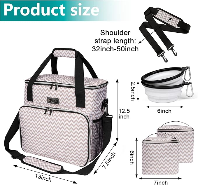 BAGLHER Dog Travel Bag, Pet Travel Bag (ALL Pet Travel Supplies), With 2 Pet Food Containers and 2 Collapsible Silicone Bowls; Essential Kits for Travel BLW - Image 3