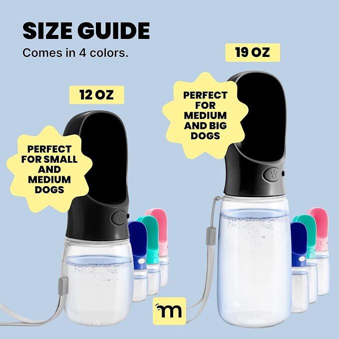 MalsiPree Dog Water Bottle - 19 Oz, Black, BPA-Free - Portable & Lightweight Water Dispenser with Bowl for Dogs - Leak-Proof for Travel, Trail Hiking, Park Visit, Camping & Beach Days - Image 8